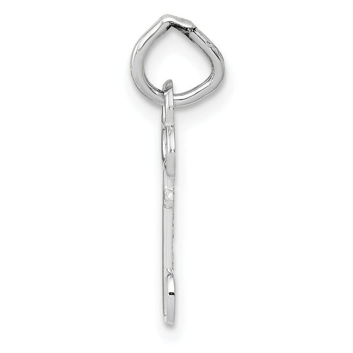 14K White Gold Fancy Key Shape Design Letter D Initial Charm Pendant