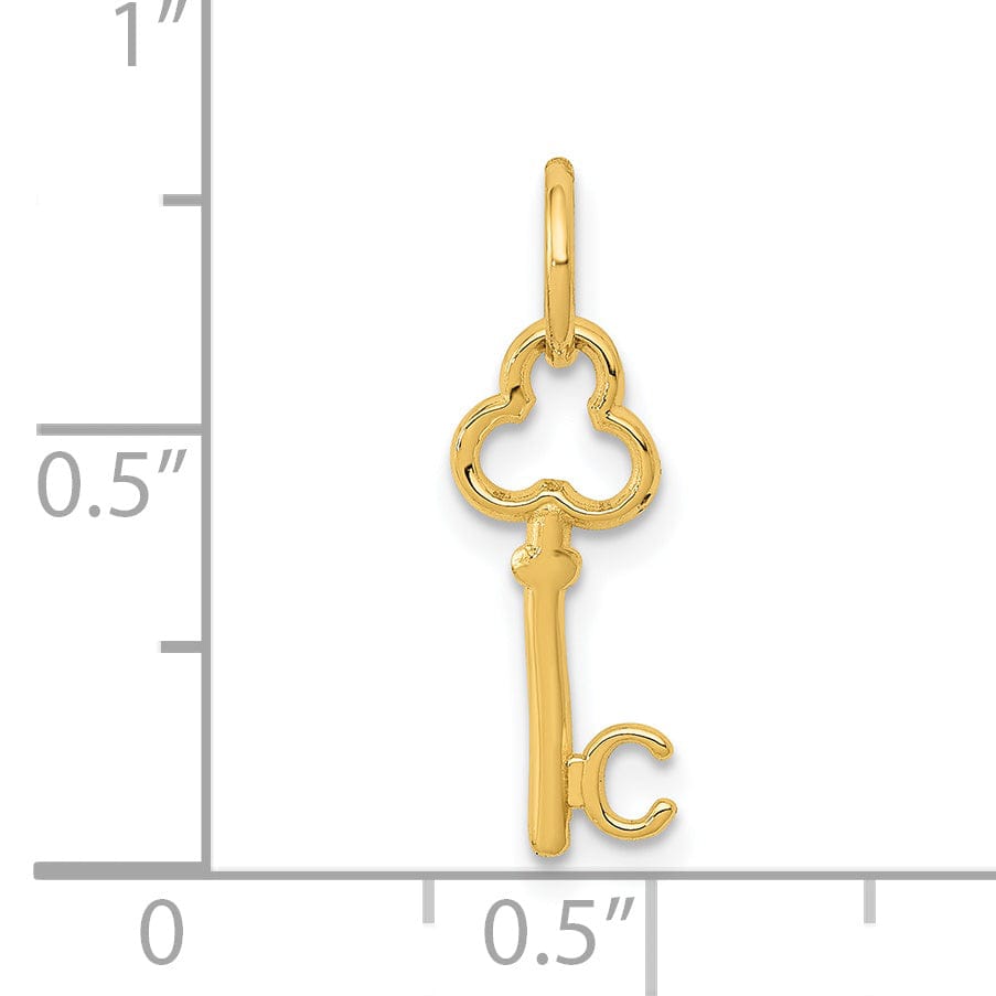 14K Yellow Gold Fancy Key Shape Design Letter C Initial Charm Pendant