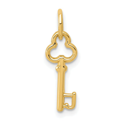 14K Yellow Gold Fancy Key Shape Design Letter J Initial Charm Pendant