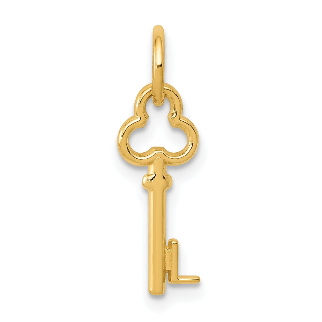 14K Yellow Gold Fancy Key Shape Design Letter L Initial Charm Pendant