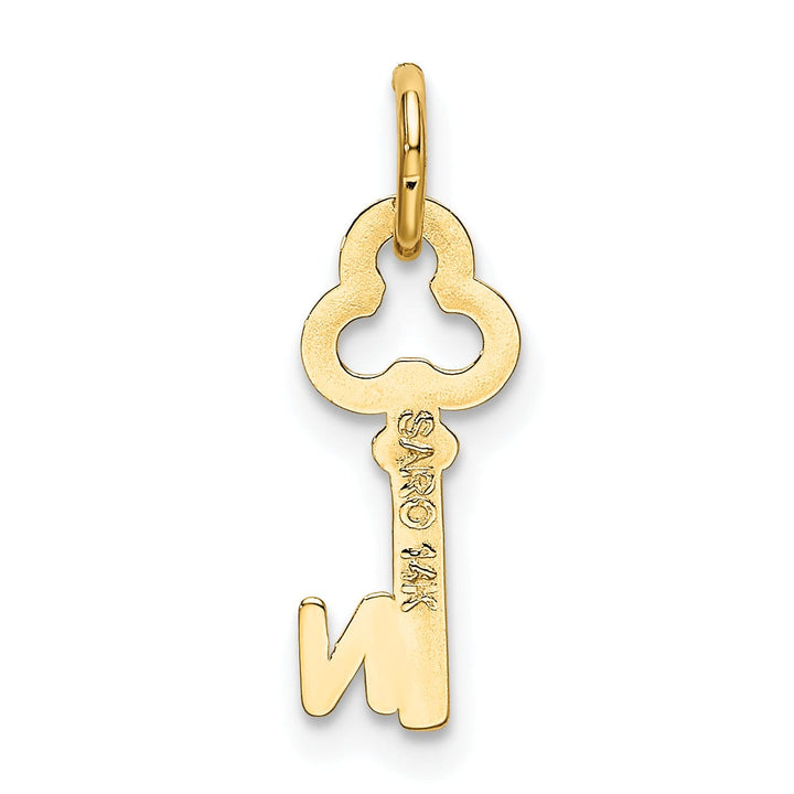 14K Yellow Gold Fancy Key Shape Design Letter N Initial Charm Pendant