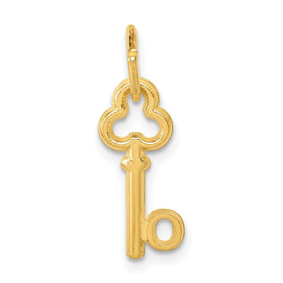 14K Yellow Gold Fancy Key Shape Design Letter O Initial Charm Pendant
