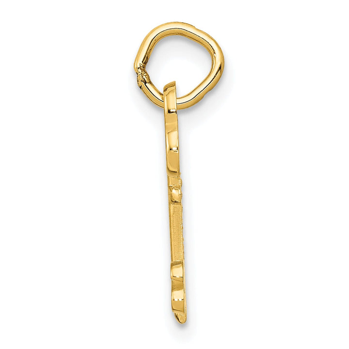 14K Yellow Gold Fancy Key Shape Design Letter S Initial Charm Pendant