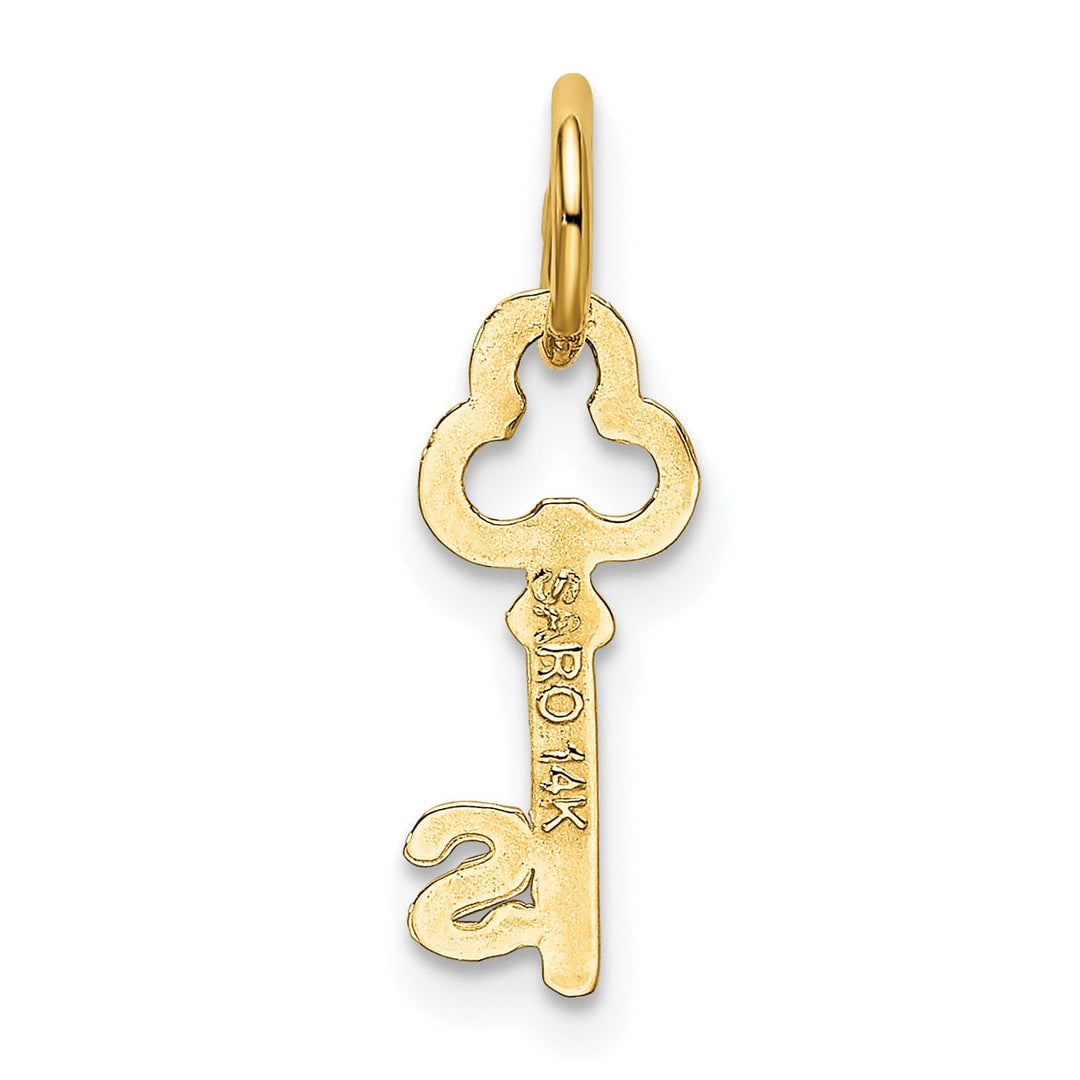 14K Yellow Gold Fancy Key Shape Design Letter S Initial Charm Pendant