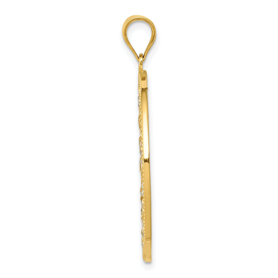 14k Two Tone Gold Diamond Cut Circle Pendant