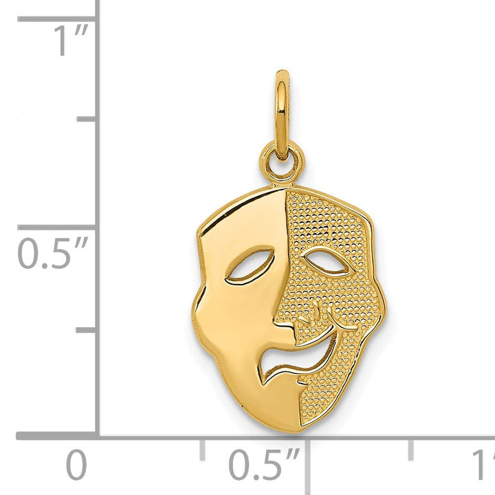 14k Yellow Gold Comedy Tragedy Face Pendant