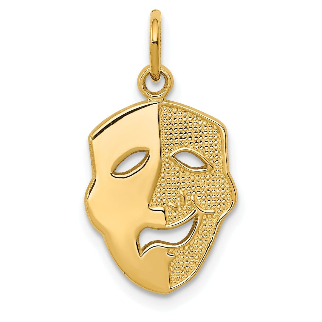 14k Yellow Gold Comedy Tragedy Face Pendant