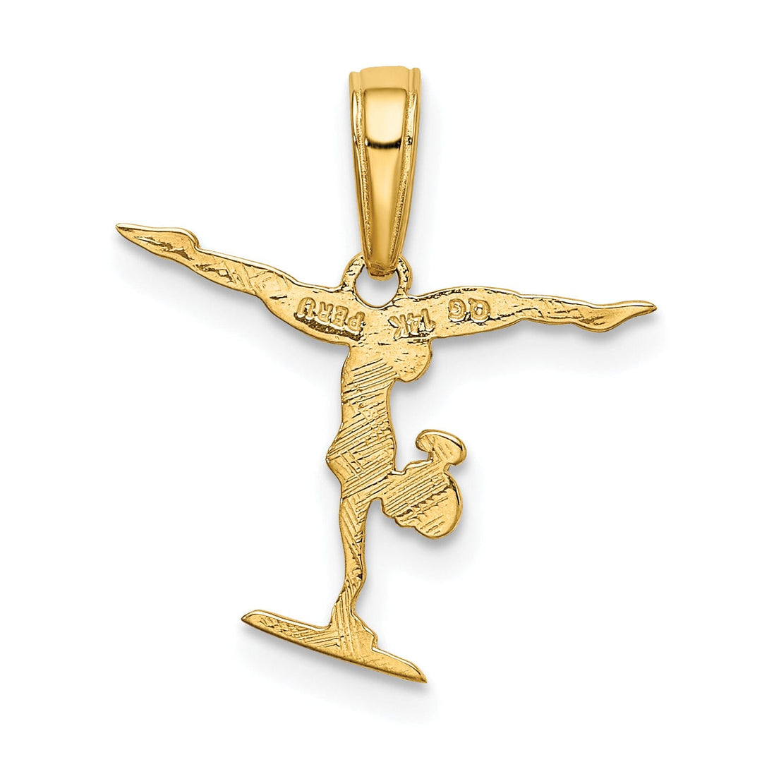 14k Yellow Gold Female Gymnastics Charm Pendant