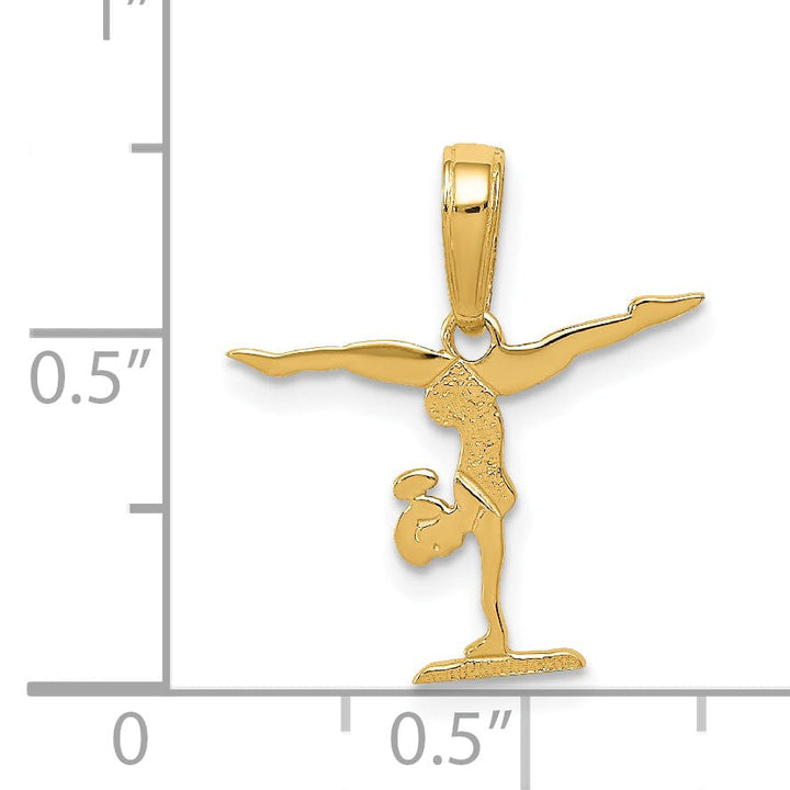 14k Yellow Gold Female Gymnastics Charm Pendant