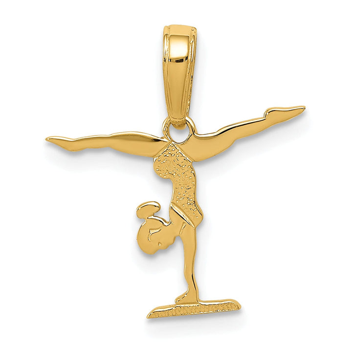 14k Yellow Gold Female Gymnastics Charm Pendant