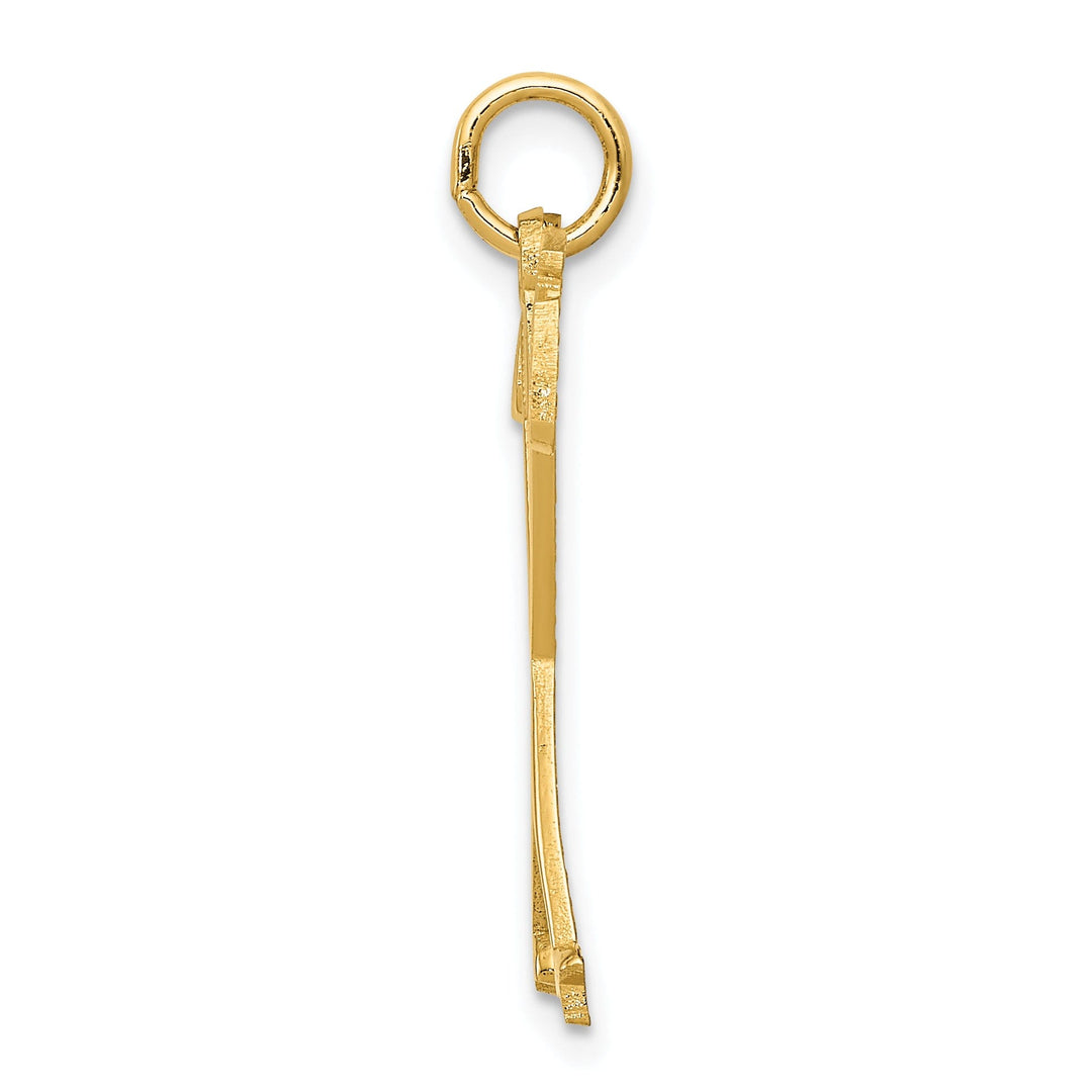 14k Yellow Gold Polished Ski Poles Pendant