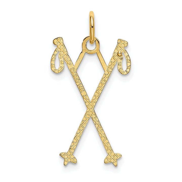 14k Yellow Gold Polished Ski Poles Pendant