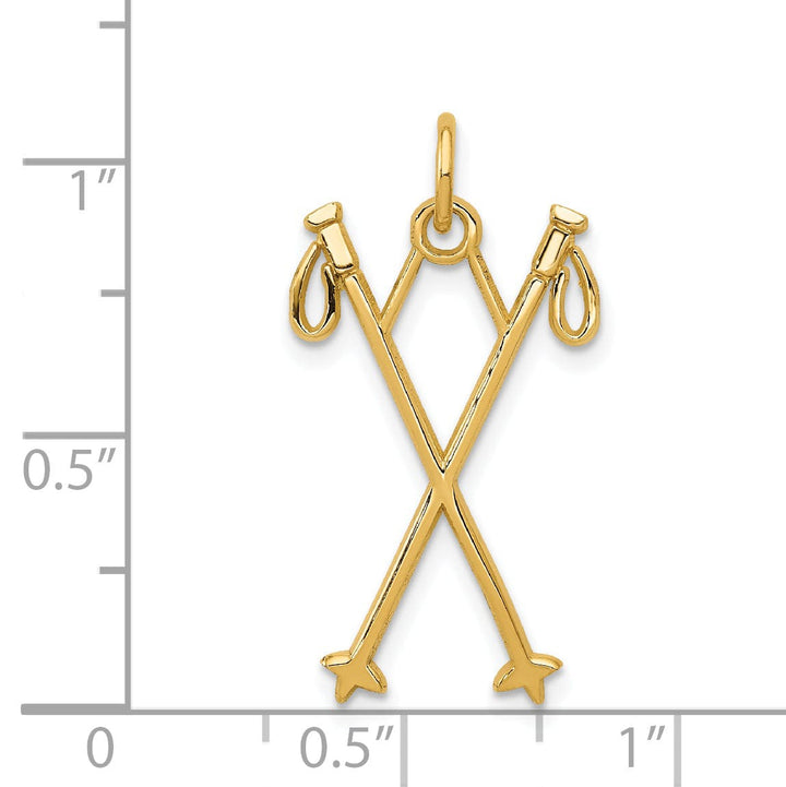 14k Yellow Gold Polished Ski Poles Pendant