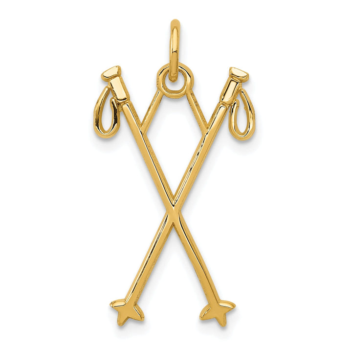 14k Yellow Gold Polished Ski Poles Pendant