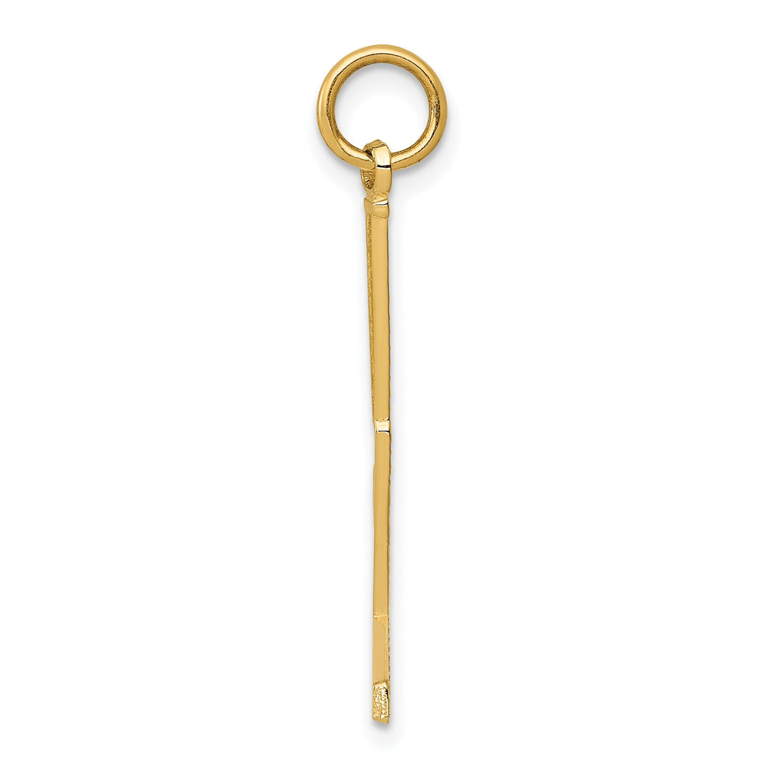 14k Yellow Gold Polished Goalie Stick Pendant