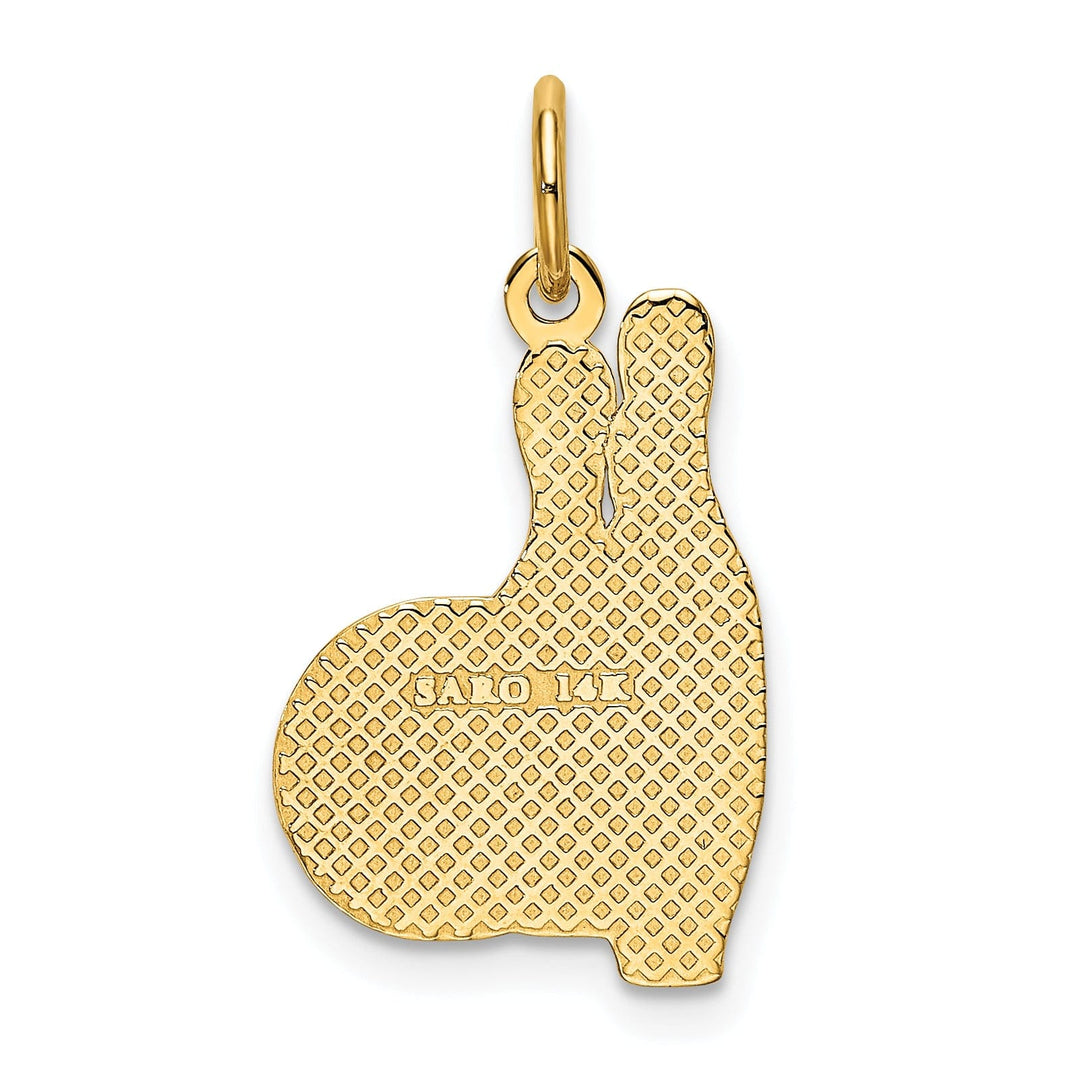 14K Yellow Gold Polished Textured Bowling Pins Charm Pendant