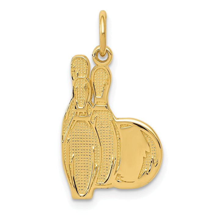 14K Yellow Gold Polished Textured Bowling Pins Charm Pendant