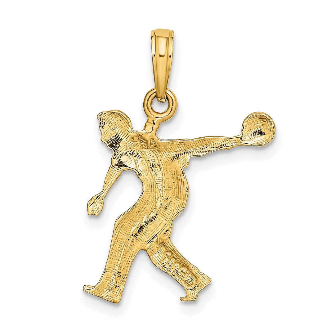 14K Yellow Gold Polished Male Bowling Charm Pendant