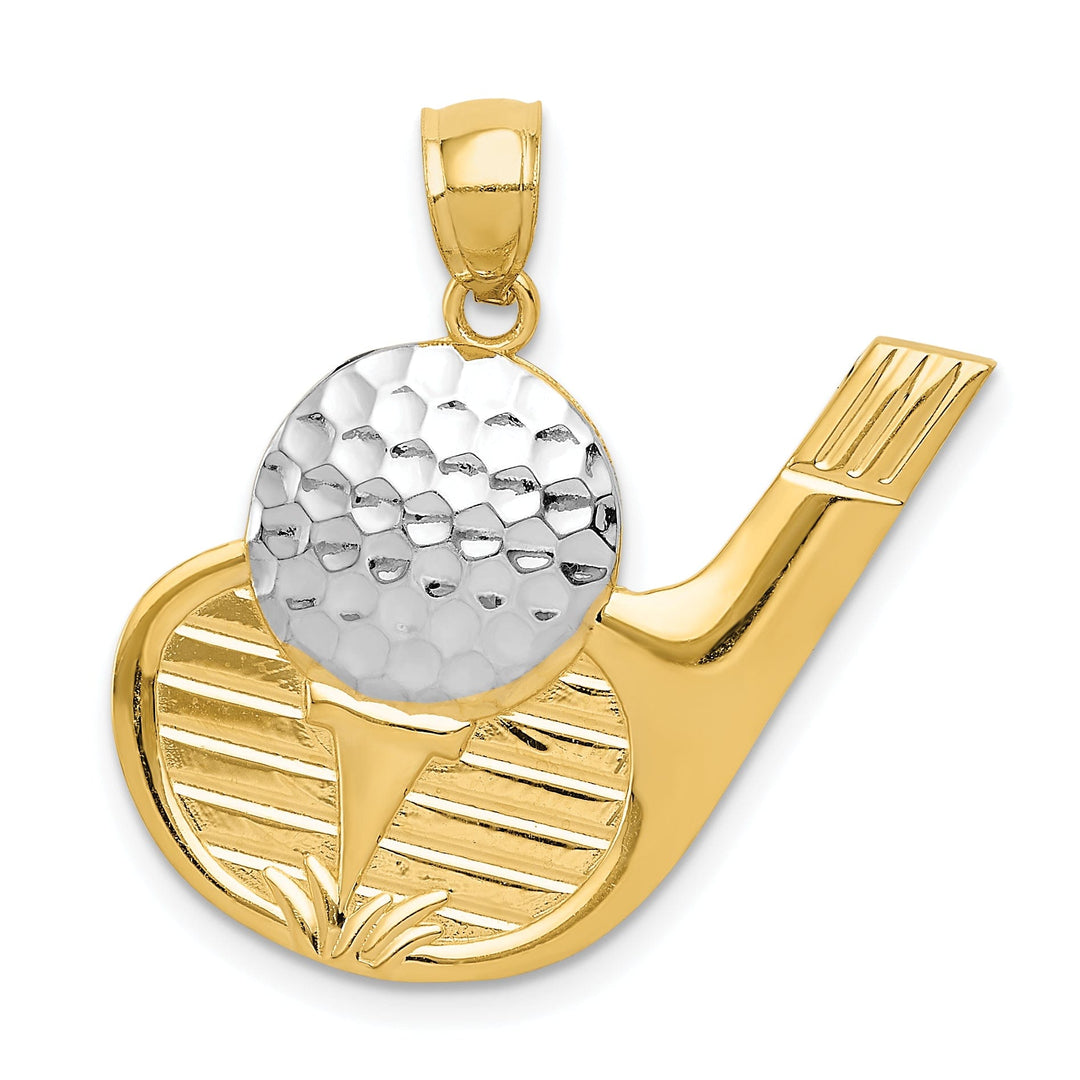 14k Two Tone Gold Golf Ball Tee Ball Pendant