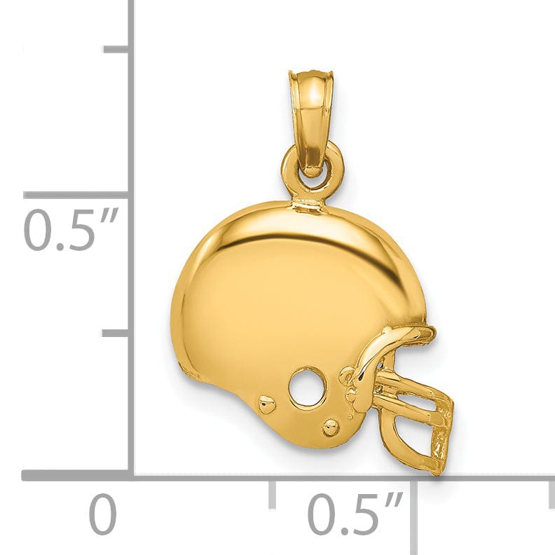 14k Yellow Gold Football Helmet Charm Pendant