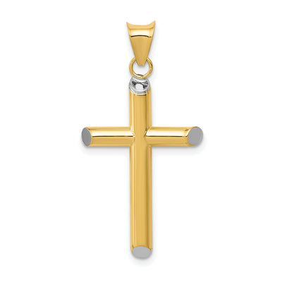 14k Yellow Gold Rhodium 3-D Hollow Cross Pendant at $ 85.78 only from Jewelryshopping.com