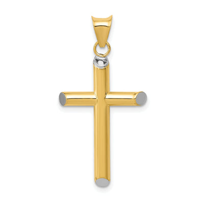 14k Yellow Gold Rhodium 3-D Hollow Cross Pendant at $ 85.78 only from Jewelryshopping.com