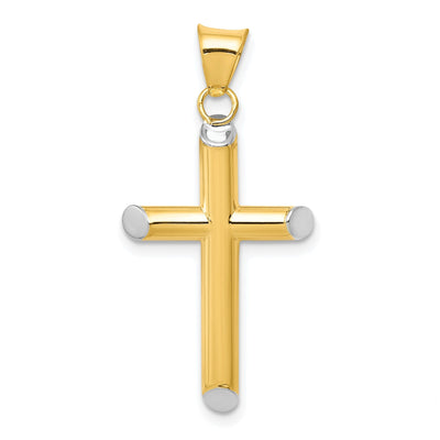 14k Yellow Gold Rhodium 3-D Hollow Cross Pendant at $ 93.94 only from Jewelryshopping.com