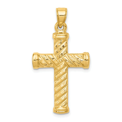 14k Yellow Gold Reversible Diamond Cut Cross at $ 124.03 only from Jewelryshopping.com
