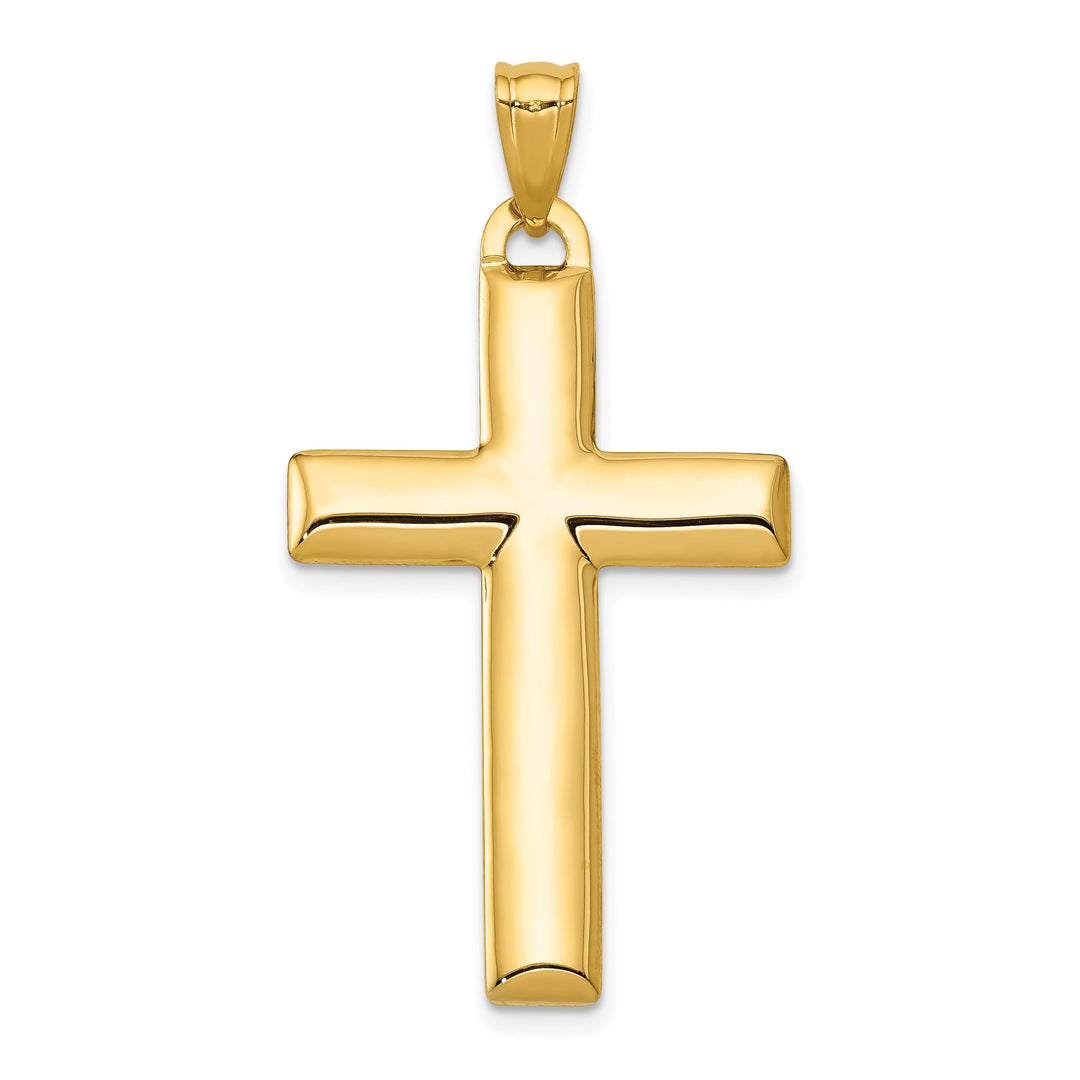 14k Yellow Gold Rhodium Reversible Cross Pendant