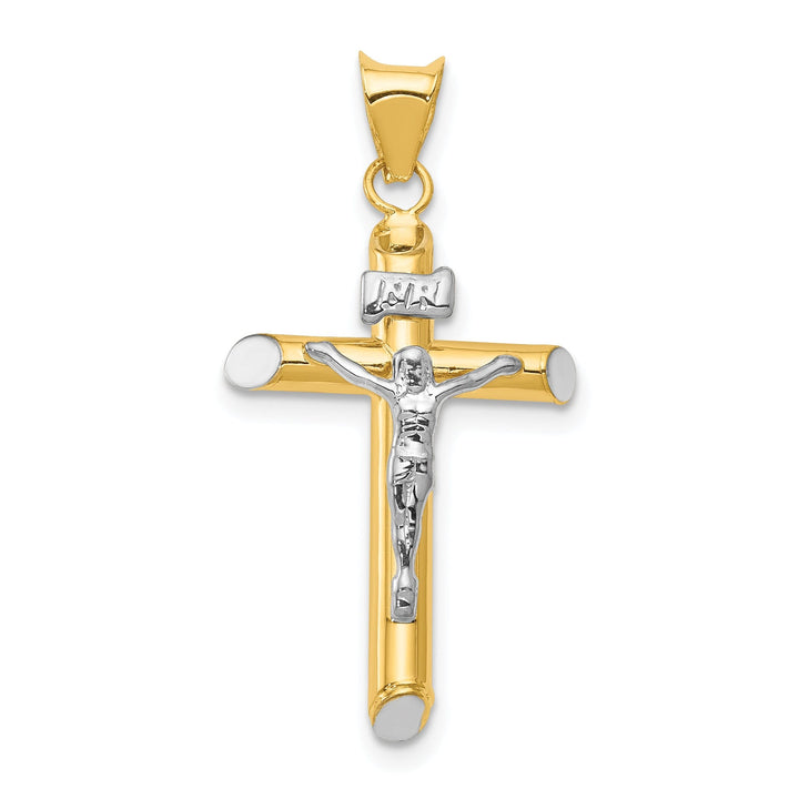 14k Two Tone Gold INRI Crucifix Pendant