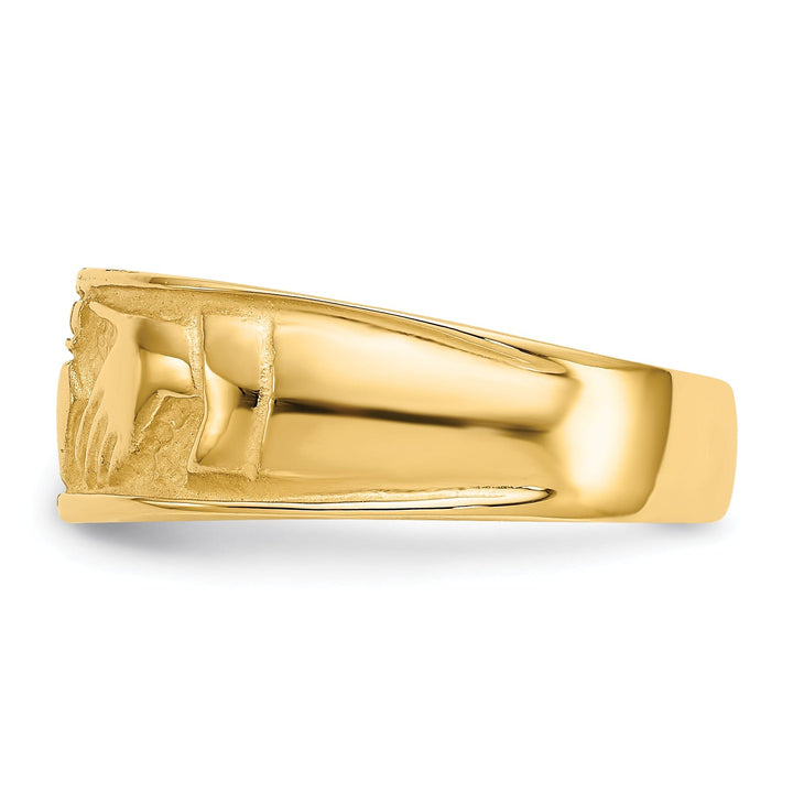 14kt polished yellow gold ladies claddagh ring