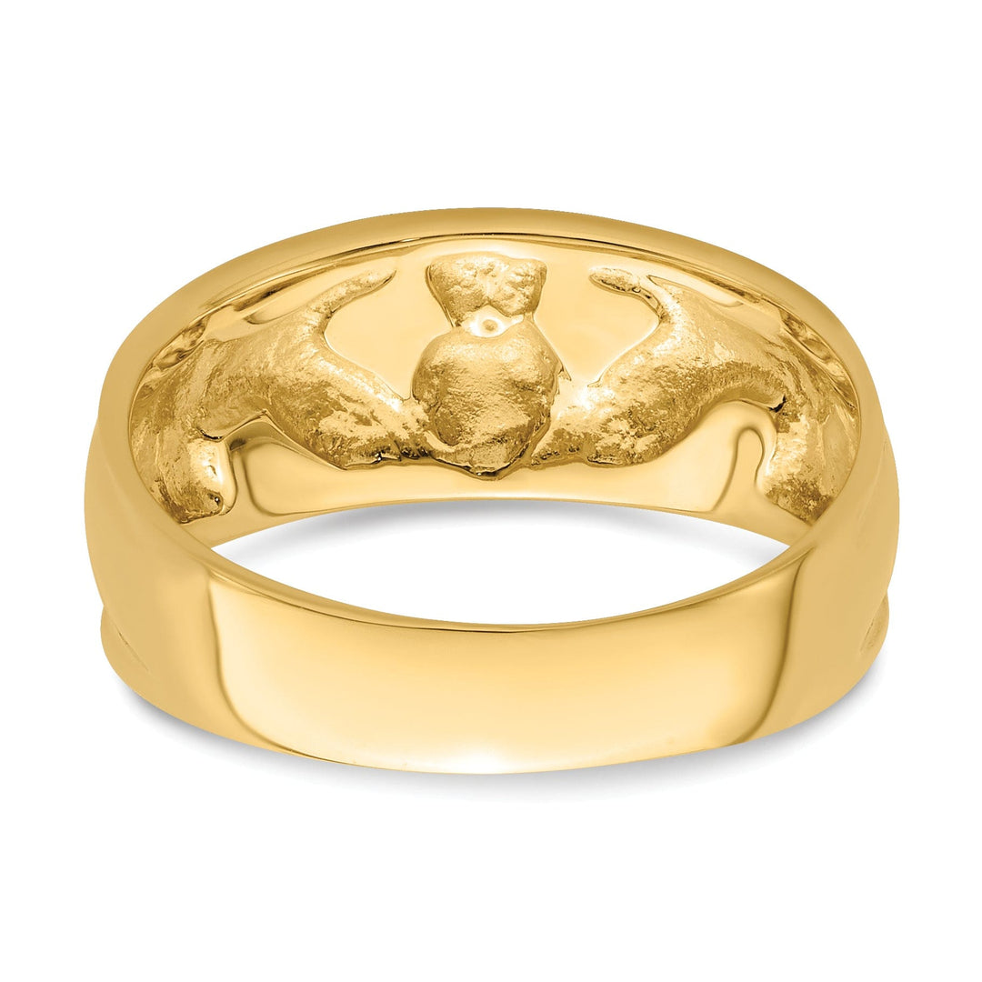 14kt polished yellow gold ladies claddagh ring