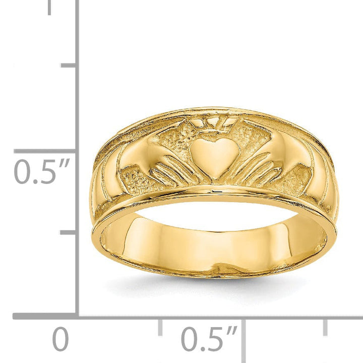 14kt polished yellow gold ladies claddagh ring