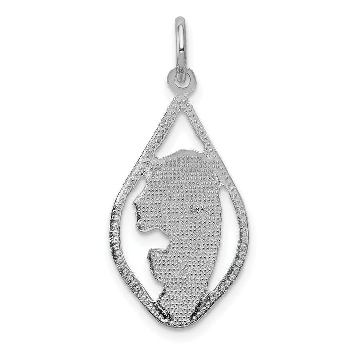 14k White Gold Mary Blessed Virgin Pendant