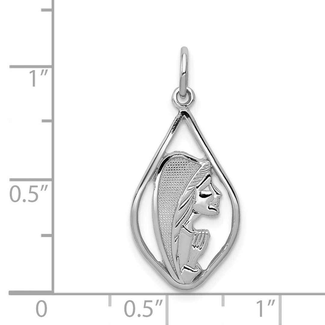 14k White Gold Mary Blessed Virgin Pendant