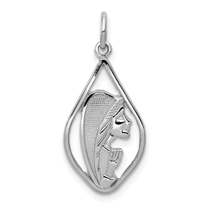 14k White Gold Mary Blessed Virgin Pendant