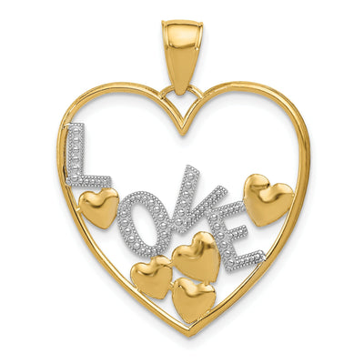 14K Two Tone Gold Love Floating Hearts Pendant at $ 164.41 only from Jewelryshopping.com
