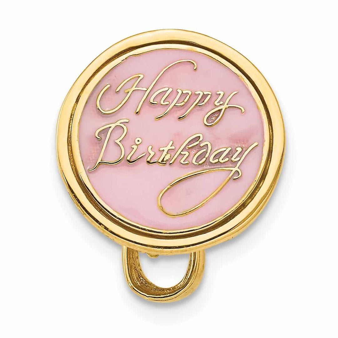 14 Yellow Gold Blue Happy Birthday Cake Pendant