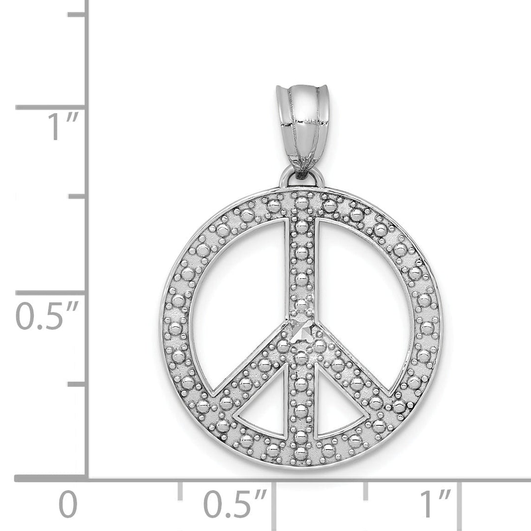 14k White Gold Polished Peace Symbol Pendant