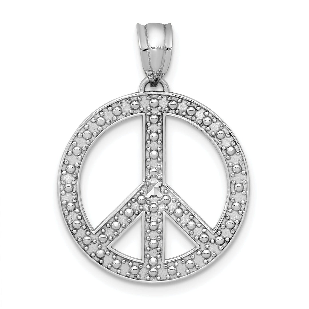 14k White Gold Polished Peace Symbol Pendant