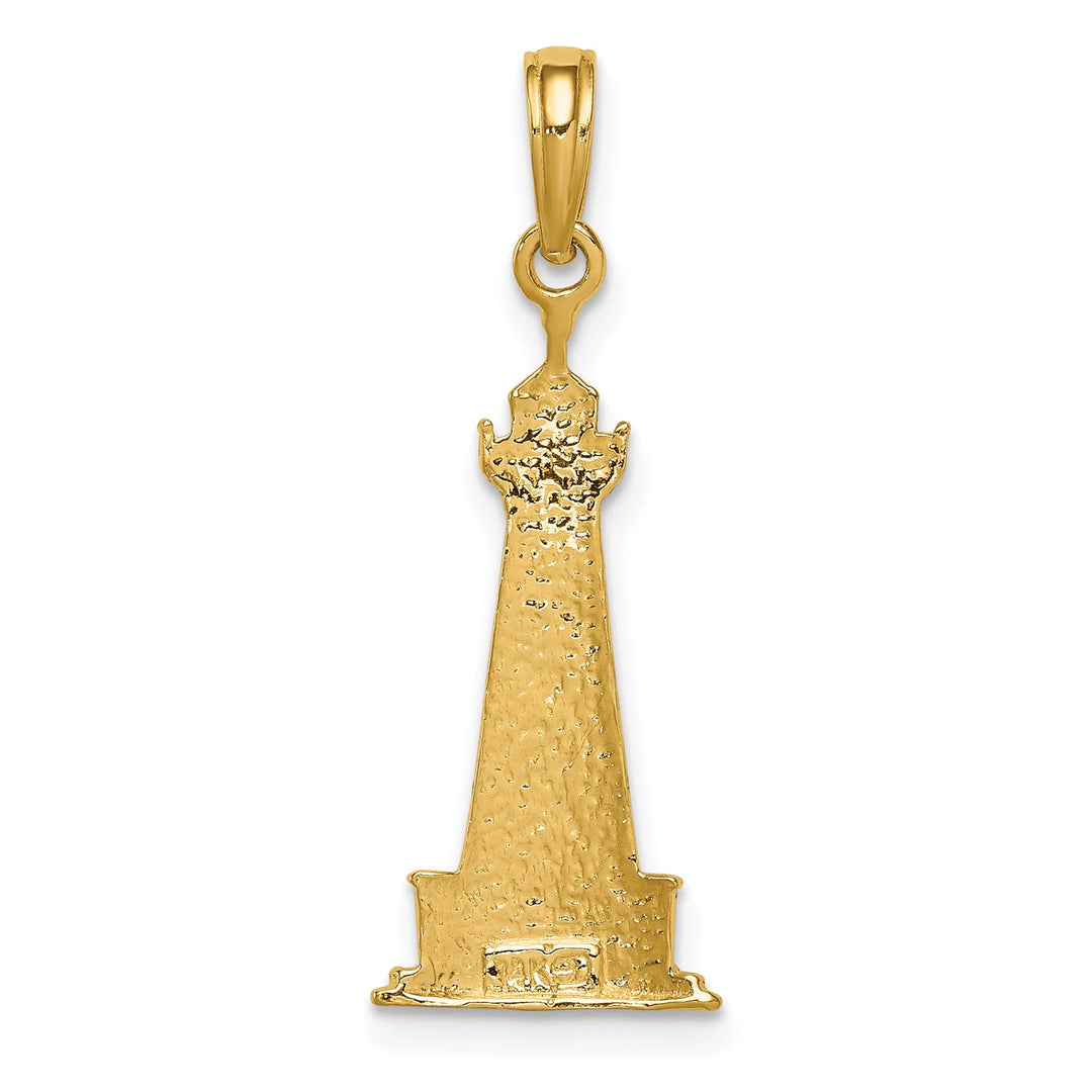 14k Two Tone Cape Hatters Lighthouse Pendant