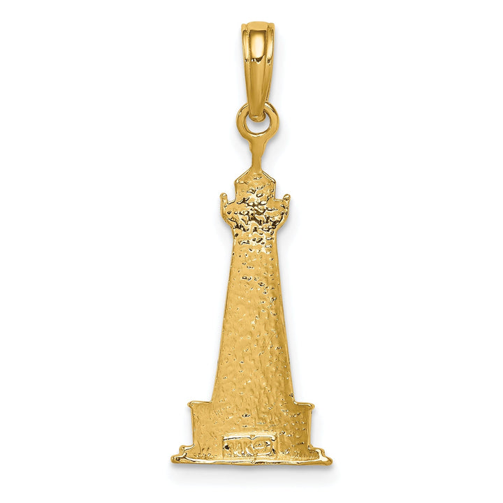 14k Two Tone Cape Hatters Lighthouse Pendant