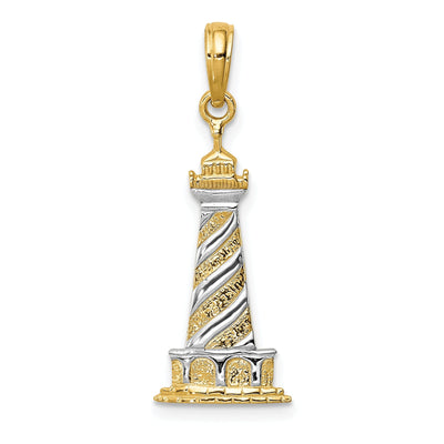 14k Two Tone Cape Hatters Lighthouse Pendant at $ 97 only from Jewelryshopping.com