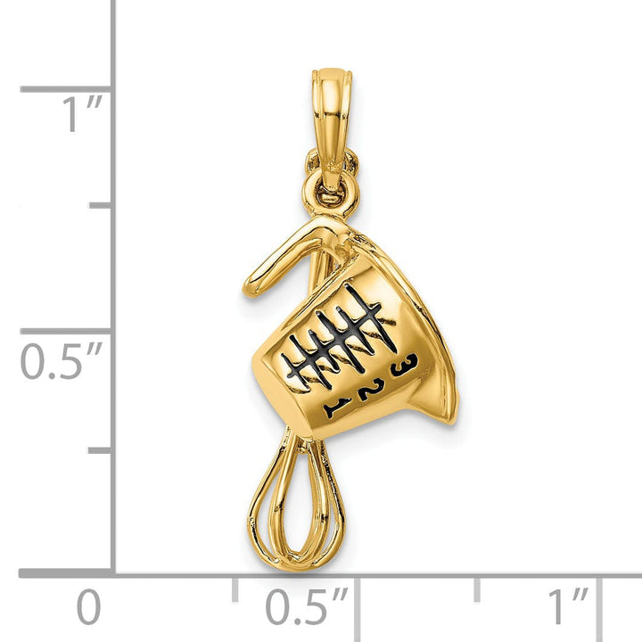 14k Yellow Gold Measuring Cup and Whisk Pendant