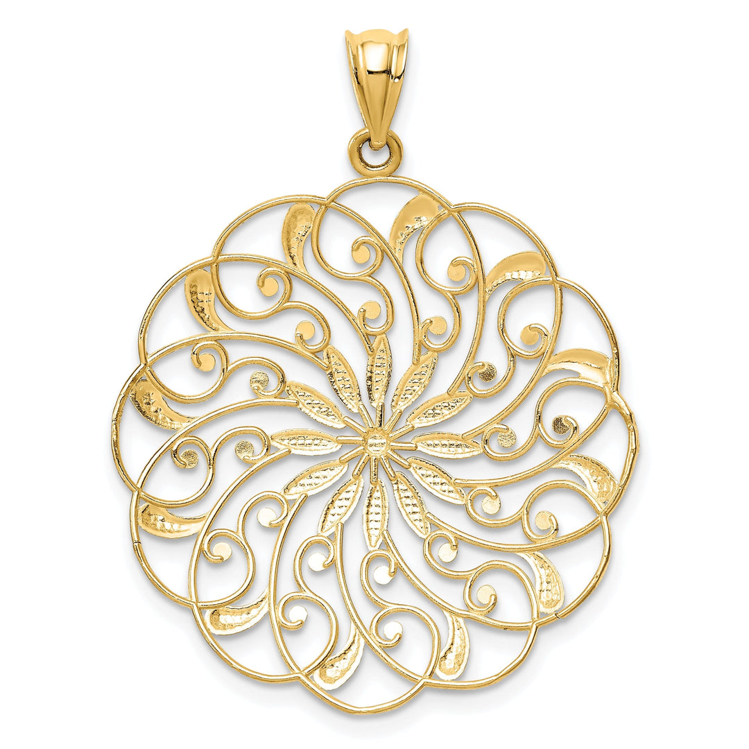 14k Two Tone Gold D.C Fancy Swirl Pendant