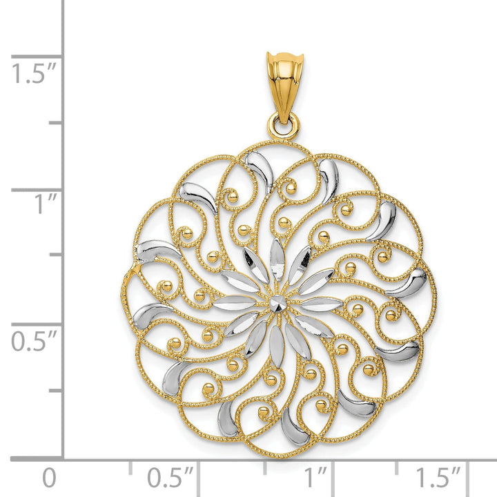 14k Two Tone Gold D.C Fancy Swirl Pendant