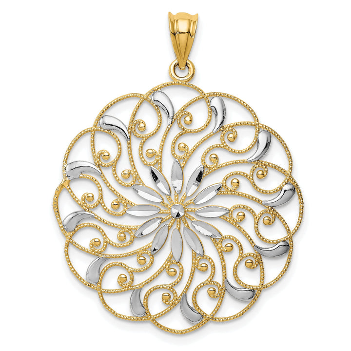 14k Two Tone Gold D.C Fancy Swirl Pendant