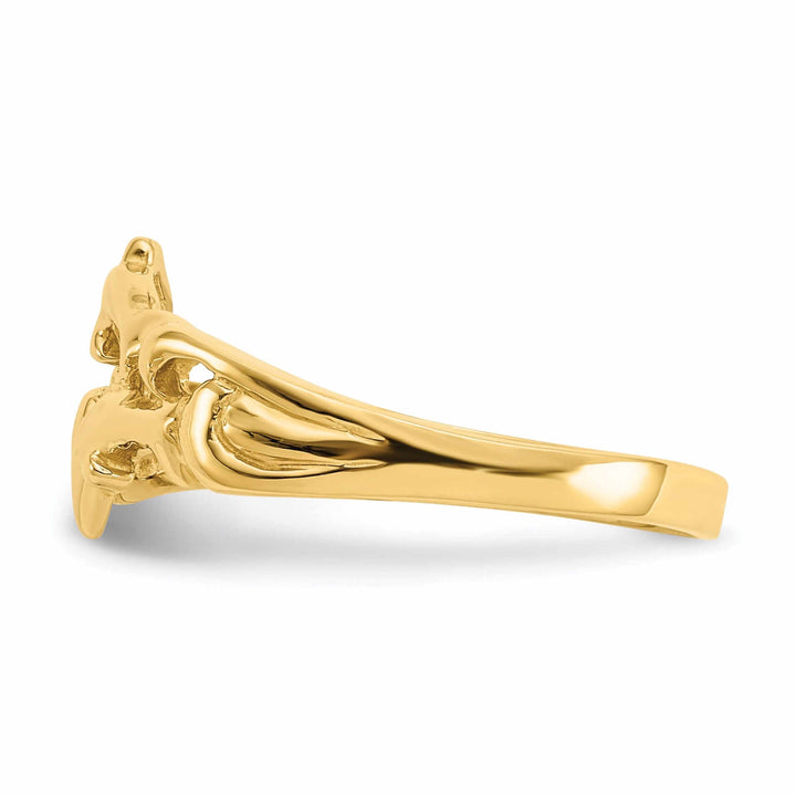 14k Gold Dolphins with Waves Ring