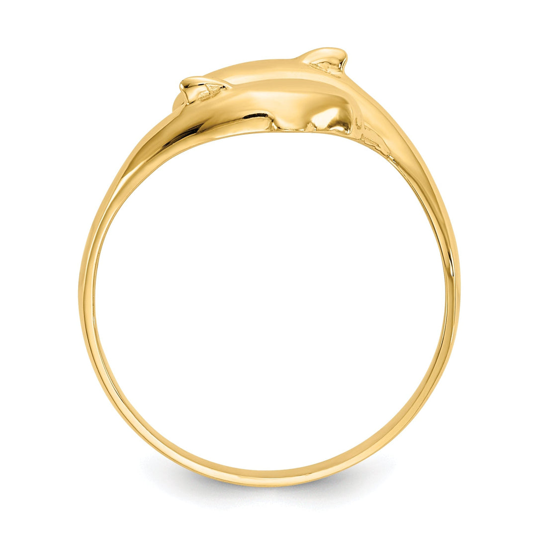 14k Yellow Gold Double Dolphin Ring