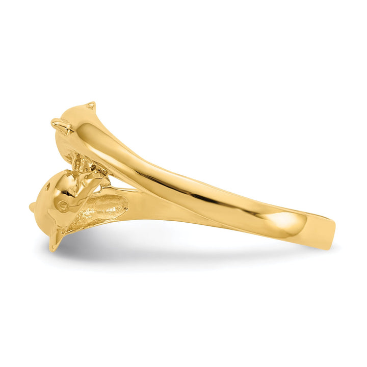 14k Yellow Gold Double Dolphin Ring